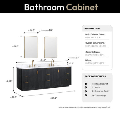 Free-standing Double Bathroom Vanity with Composite top and Mirror