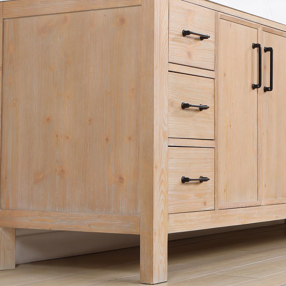 Free-standing Double Bathroom Vanity with Composite top in Lightning White