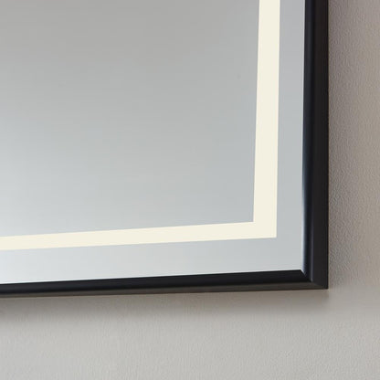36" Rectangular Aluminum Framed LED Wall Mount Bathroom Vanity Mirror in Black