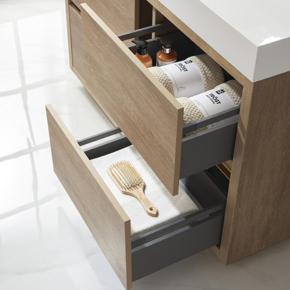 Single Sink Bath Vanity with Composite Integral Square Sink Top and Mirror