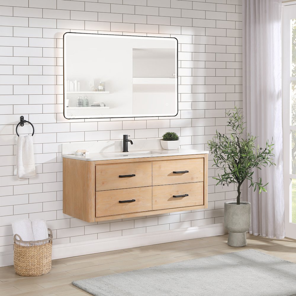 Cristo 48" Floating Single Bath Vanity in Fir Wood Brown