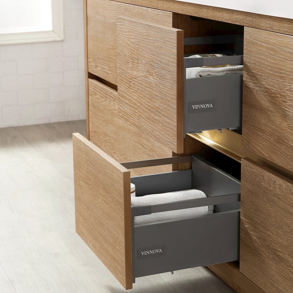Huesca 84" Double Sink Bath Vanity in North American Oak