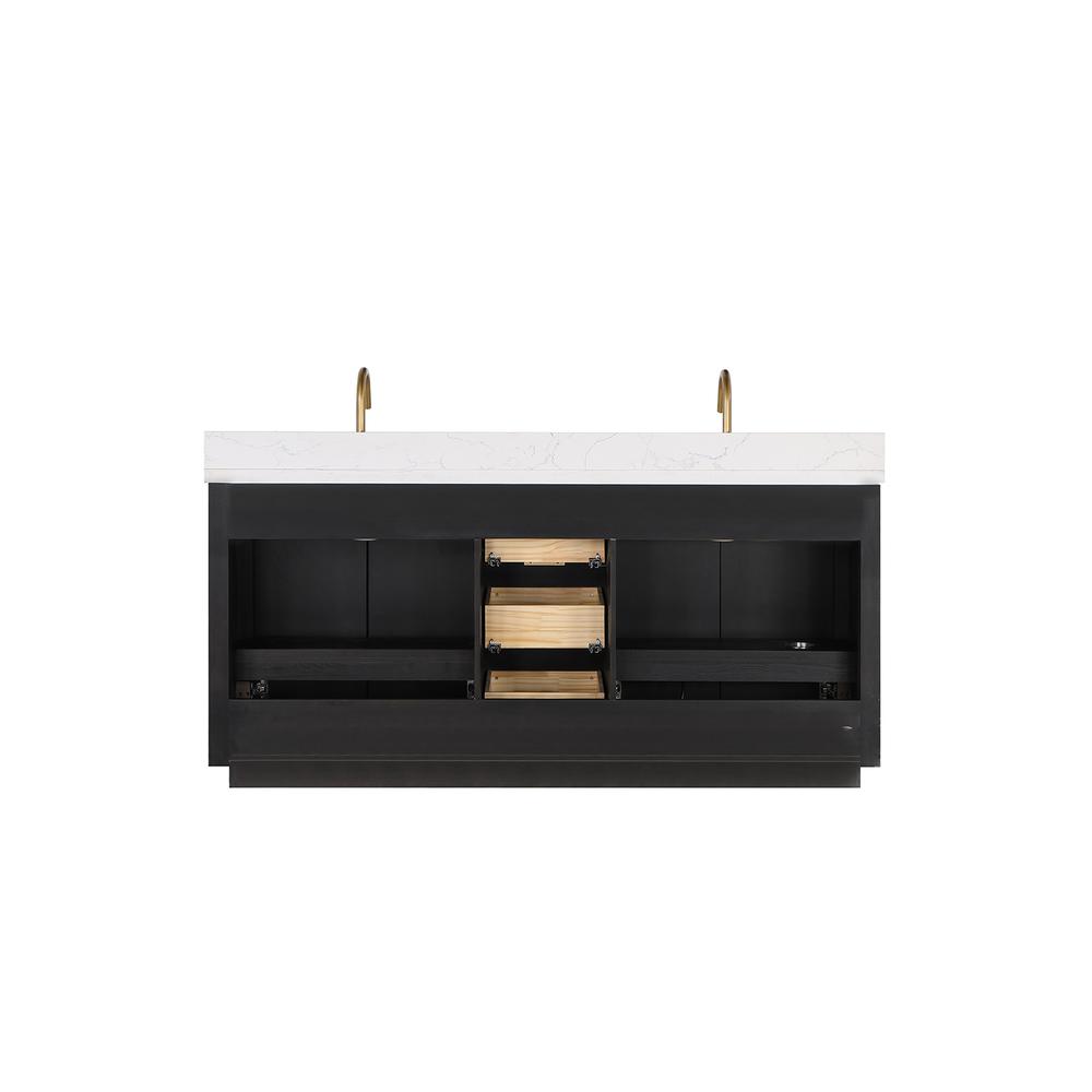 Free-standing Double Bathroom Vanity with Composite top and Mirror