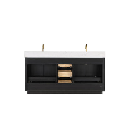 Free-standing Double Bathroom Vanity with Composite top and Mirror
