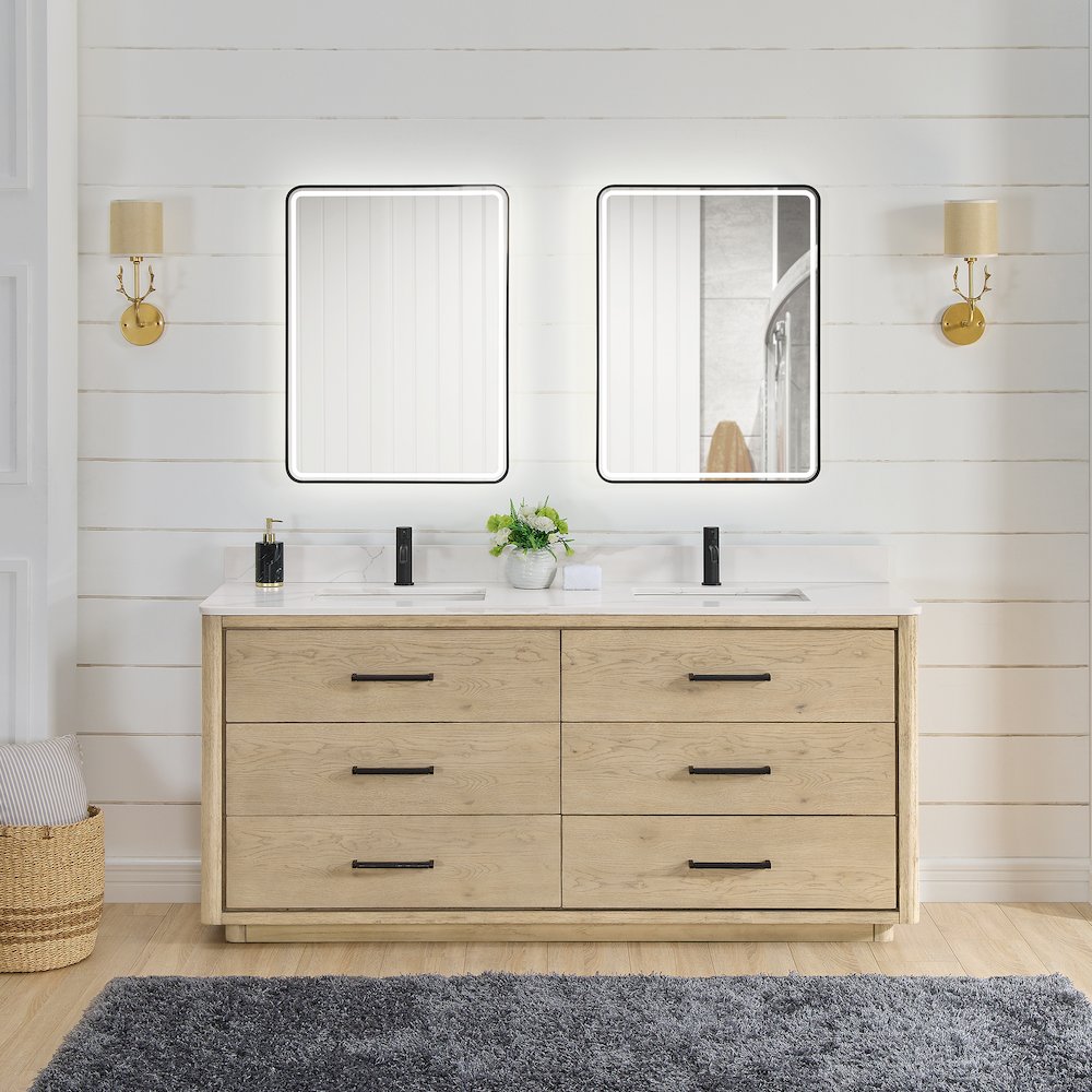 Porto 72" Free-standing Double Bath Vanity in Aged Natural Oak
