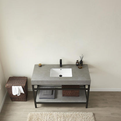 Single Sink Bath Vanity Metal Support with Grey Sintered Stone Top