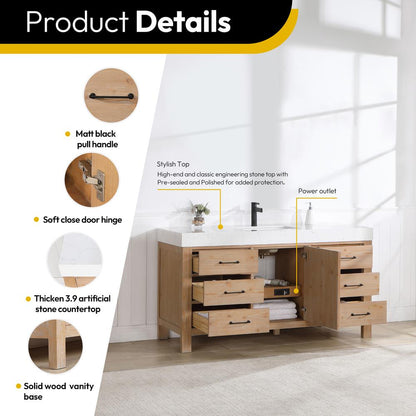 Free-standing Single Bathroom Vanity with Composite top and Mirror