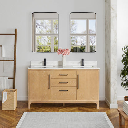 Gara 60M" Free-standing Double Bath Vanity in Washed Ash Grey