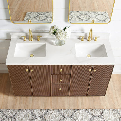 Oza 60M" Free-standing Double Bath Vanity in Aged Dark Brown Oak