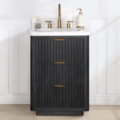 Free-standing Single Bathroom Vanity with Composite top in Lightning White