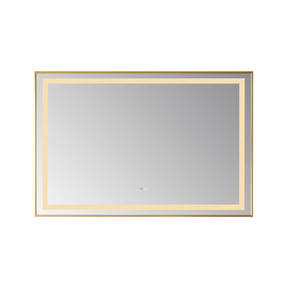 48" Rectangular Aluminum Framed LED Wall Mount Bathroom Vanity Mirror in Gold