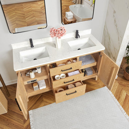 Gara 60M" Free-standing Double Bath Vanity in Washed Ash Grey