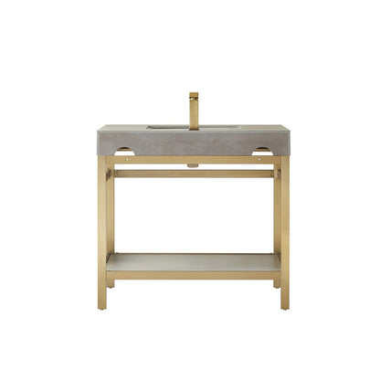 Single Sink Bath Vanity Metal Support with Grey Sintered Stone Top