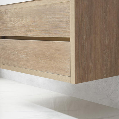 Single Sink Wall-Mount Bath Vanity with Composite Integral Square Sink Top