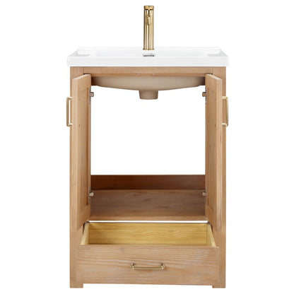 Single Sink Bath Vanity with Drop-In White Ceramic Basin and Mirror