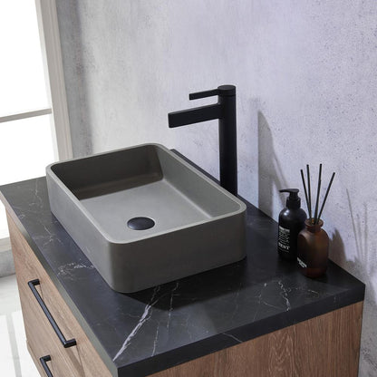 Single Sink Bath Vanity with Black Sintered Stone Top with Concrete Sink