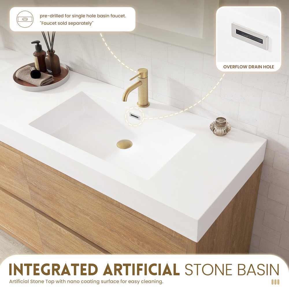 Huesca 84" Double Sink Bath Vanity in North American Oak