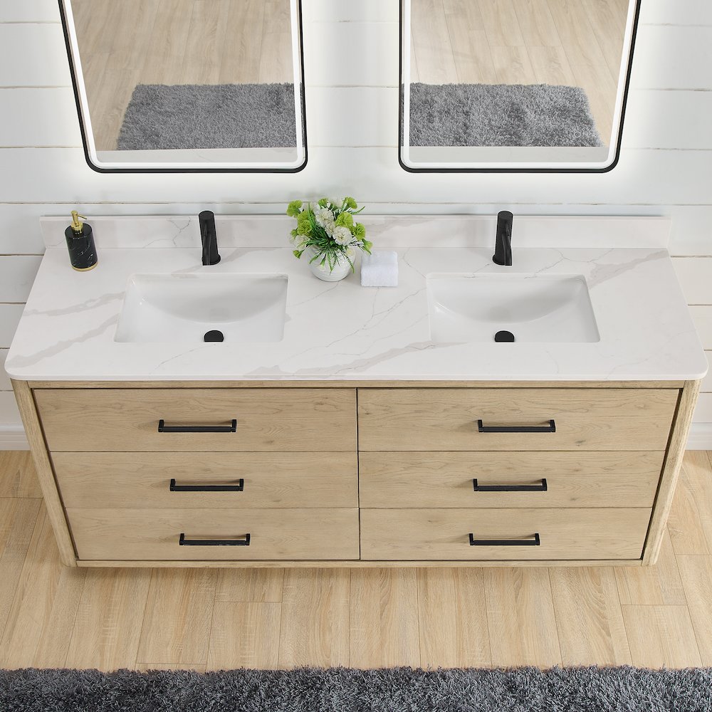 Porto 72" Free-standing Double Bath Vanity in Aged Natural Oak