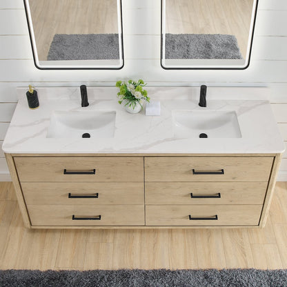 Porto 72" Free-standing Double Bath Vanity in Aged Natural Oak