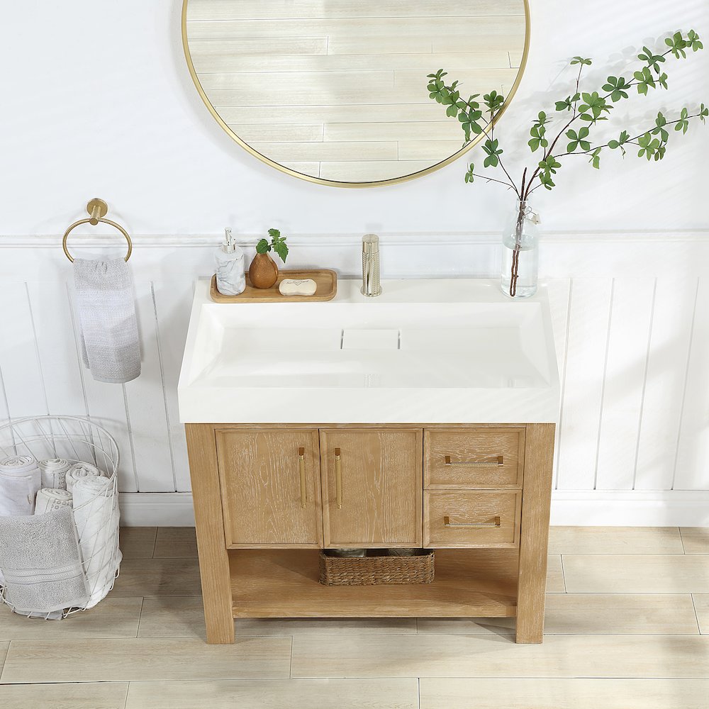 Vera 36" Free-standing Single Bath Vanity in Washed Ash Grey