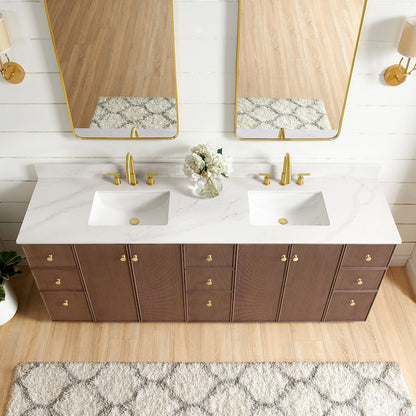 Oza 84" Free-standing Double Bath Vanity in Aged Dark Brown Oak