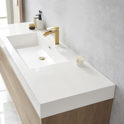 Single Sink Wall-Mount Bath Vanity with Composite Integral Square Sink Top