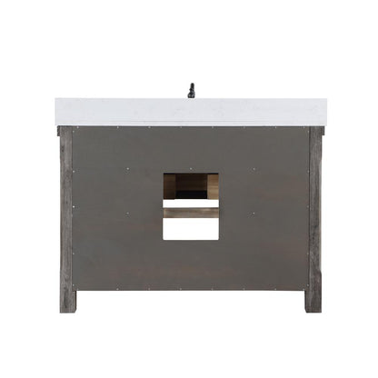 Single Bath Vanity with Composite Stone Top, White Farmhouse Basin and Mirror