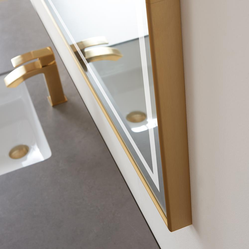 60" Rectangular Aluminum Framed LED Wall Mount Bathroom Vanity Mirror in Gold