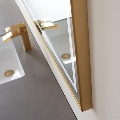60" Rectangular Aluminum Framed LED Wall Mount Bathroom Vanity Mirror in Gold