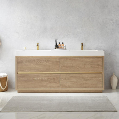 Double Sink Bath Vanity with White Composite Integral Square Sink Top
