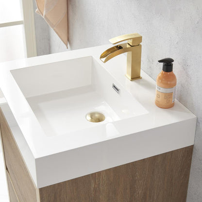 Single Sink Bath Vanity with White Composite Integral Square Sink Top