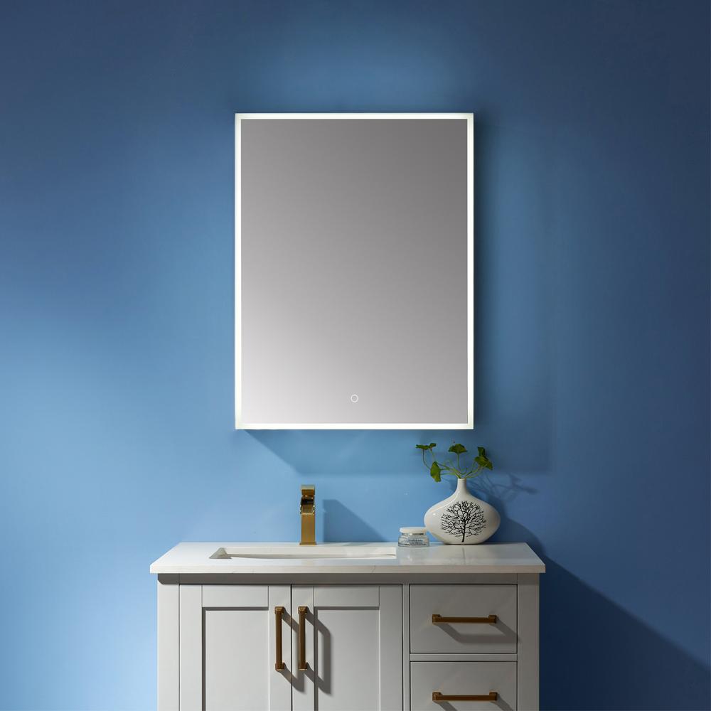 24" Rectangle Frameless Lighted Medicine Cabinet Wall Mounted Mirror