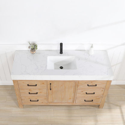 Free-standing Single Bathroom Vanity with Composite top in Lightning White
