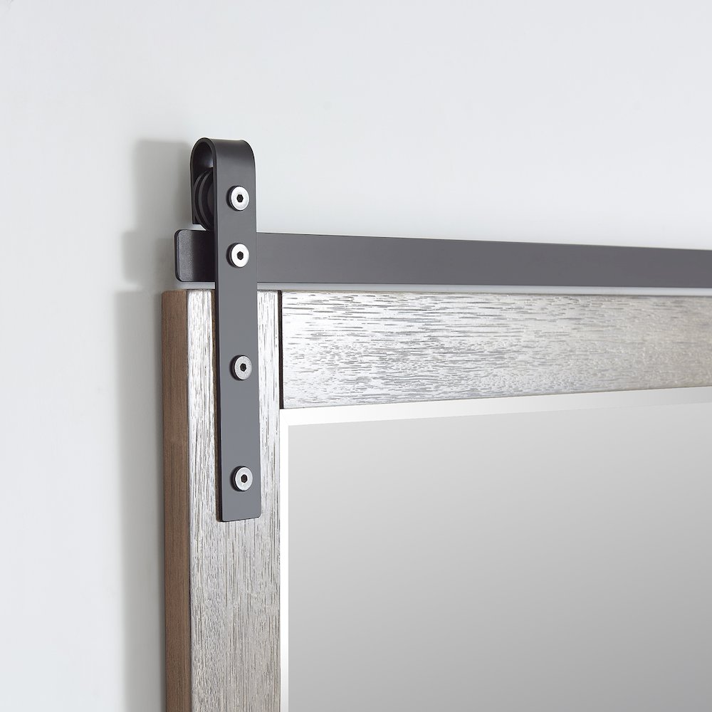 Cortes 72" Rectangular Bathroom Vanity Barndoor Wall Mount Mirror in Grey