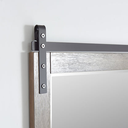 Cortes 72" Rectangular Bathroom Vanity Barndoor Wall Mount Mirror in Grey