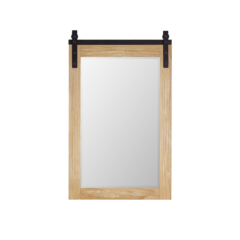 Cortes 24" Rectangular Bathroom Vanity Barndoor Wall Mount Mirror in Pine
