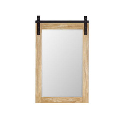 Cortes 24" Rectangular Bathroom Vanity Barndoor Wall Mount Mirror in Pine