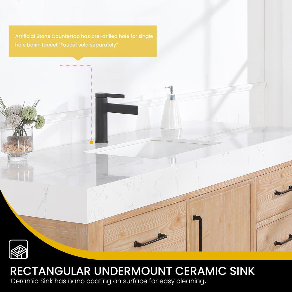 Free-standing Single Bathroom Vanity with Composite top in Lightning White
