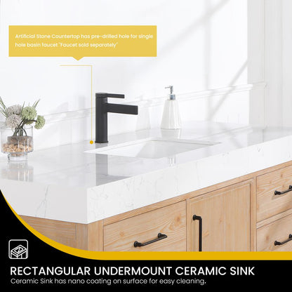 Free-standing Single Bathroom Vanity with Composite top in Lightning White