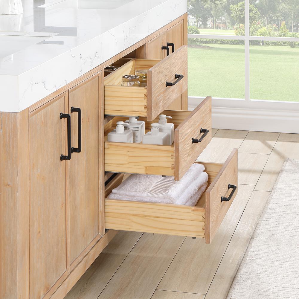 Free-standing Double Bathroom Vanity with Composite top in Lightning White