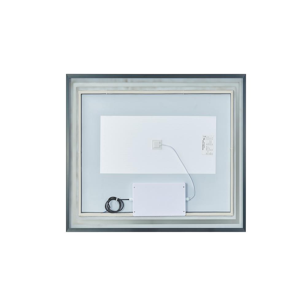 36" Rectangular Aluminum Framed LED Wall Mount Bathroom Vanity Mirror in Black