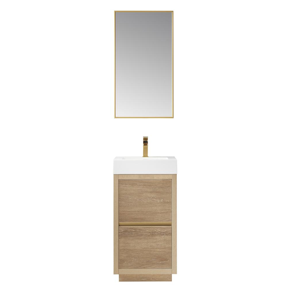 Single Sink Bath Vanity with Composite Integral Square Sink Top and Mirror