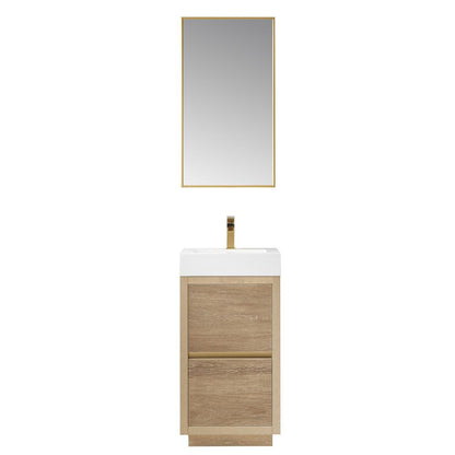 Single Sink Bath Vanity with Composite Integral Square Sink Top and Mirror