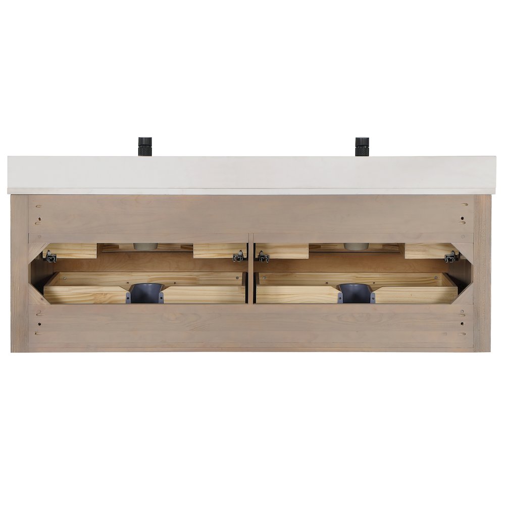 Cristo 60M" Floating Double Bath Vanity in Fir Wood Brown