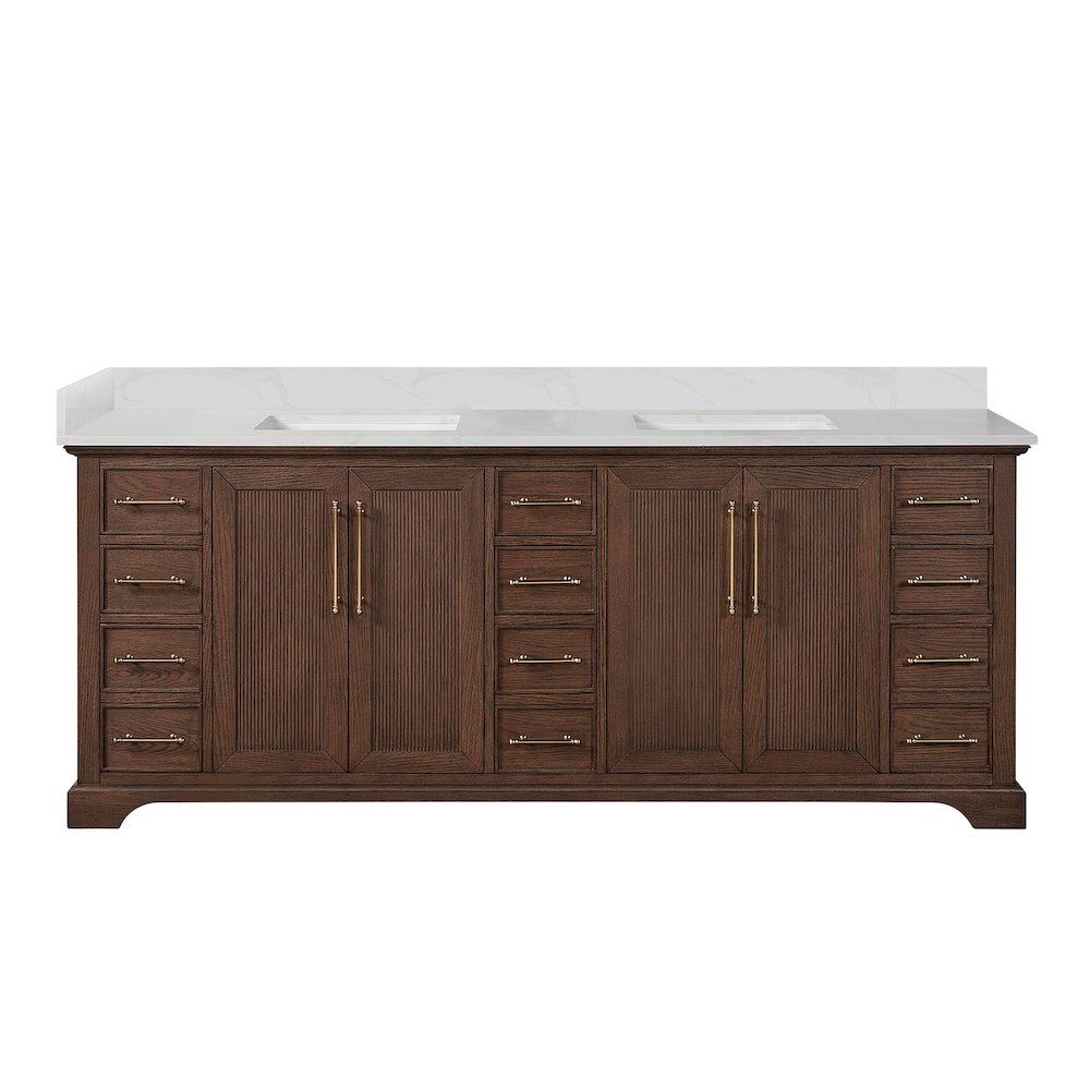 Tokyo 84" Freestanding Double Bath Vanity in Aged Dark Brown Oak