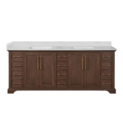 Tokyo 84" Freestanding Double Bath Vanity in Aged Dark Brown Oak