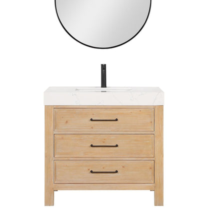 Free-standing Single Bathroom Vanity with Composite top and Mirror