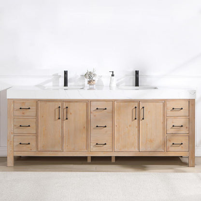 Free-standing Double Bathroom Vanity with Composite top in Lightning White