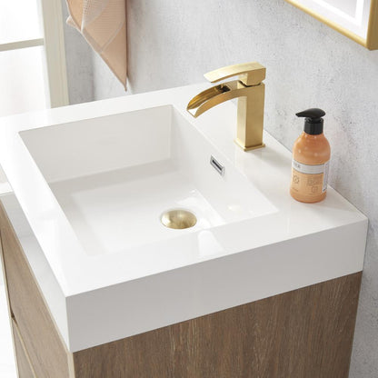Single Sink Bath Vanity with Composite Integral Square Sink Top and Mirror