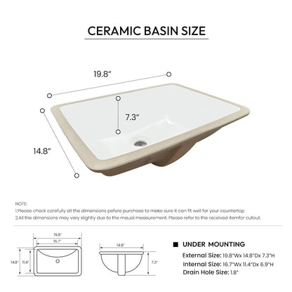 Composite Stone Vanity Top in Grain White with White Rectangular Single Sink